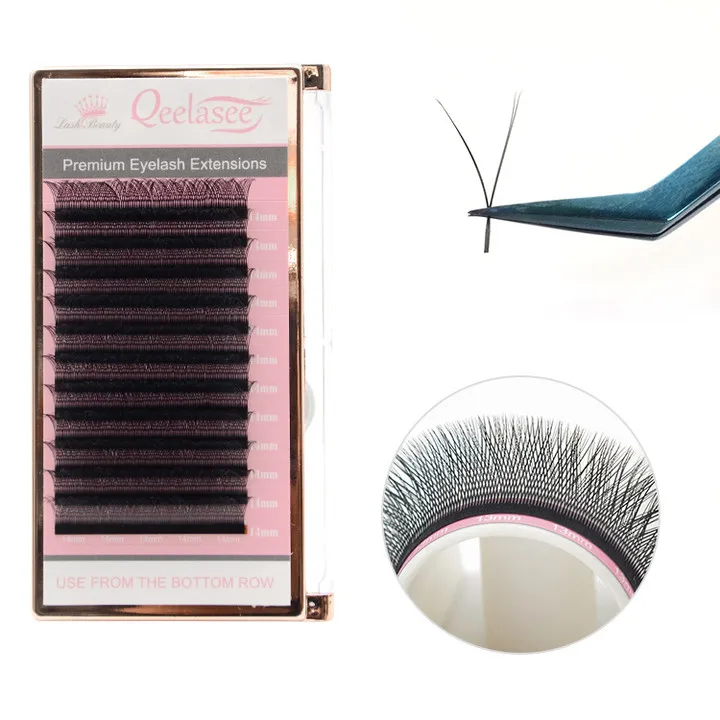 Qeelasee New products 0.07 C D YY shape russian volume lashes yy lashes