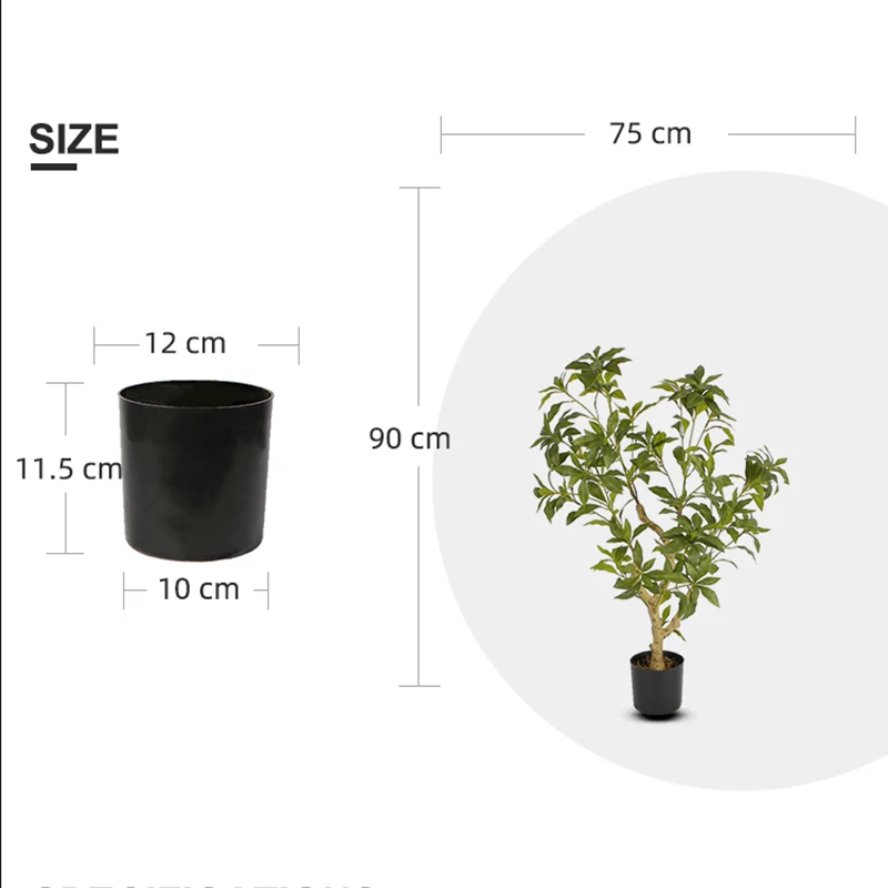 90cm Artificial Plants Potted Plants with Natural Wood Japanese Andromeda Indoor Tree for Home Decor