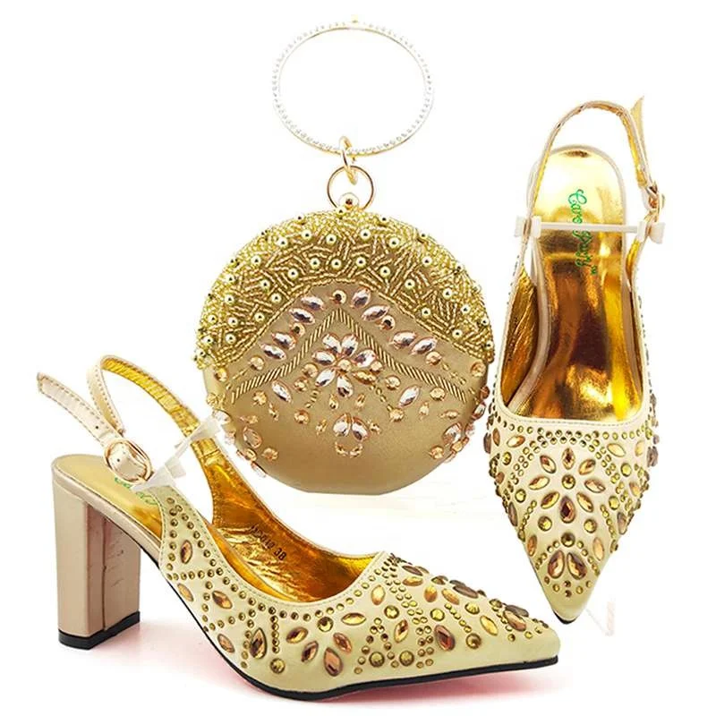 AB8622 Lady Party shoes bag set Beautiful design High Quality Pu heel:9cm shoes to match bag