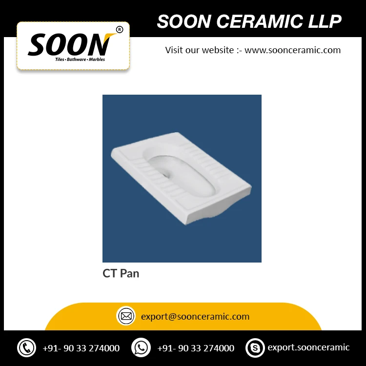 Top Quality Best Selling White Ceramic Squatting Toilet Pan for Bathroom for Worldwide Export from India