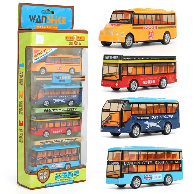 2021 Diecast Toy Vehicles New 4 Colors  Pull Back Diecast Min Alloy Toys City Bus Kids Diecast Toy Vehicles