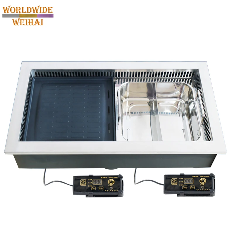 Stainless Steel Korean Restaurant Lifting Hot Pot Stove Manufacturer Wholesale Price Smokeless Barbecue Table