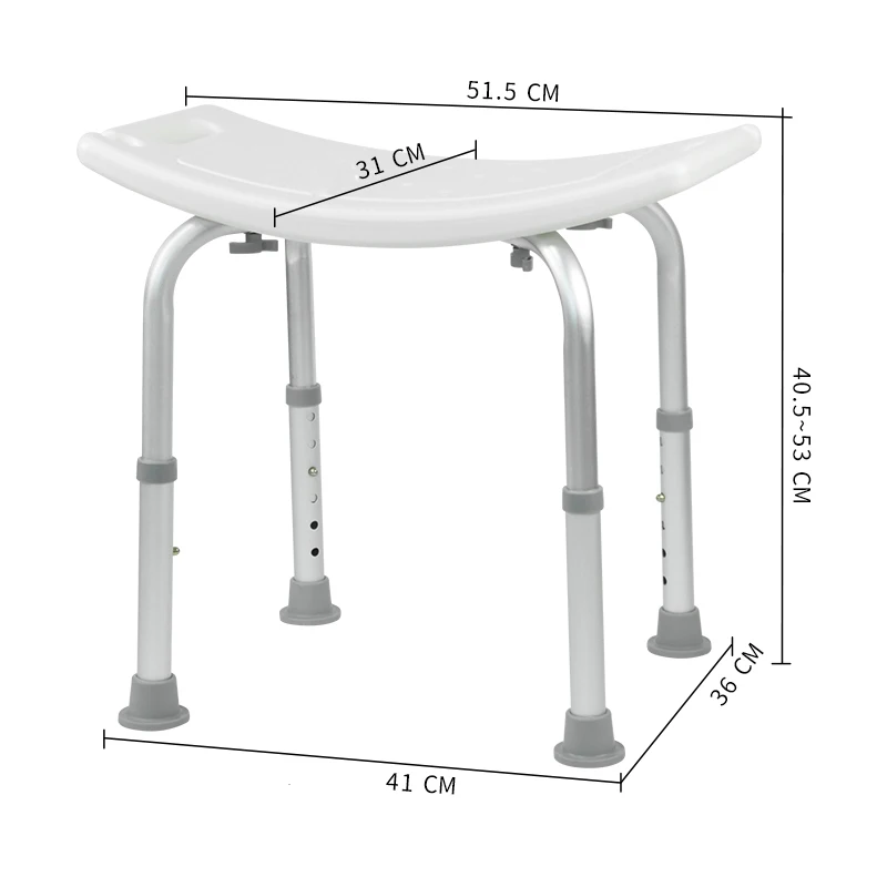 Adjustable Bath Stool, Shower & Bath Chair, Bath Seat Medical Tool Free Shower Bench for Elderly, Senior, Handicap & Disabled
