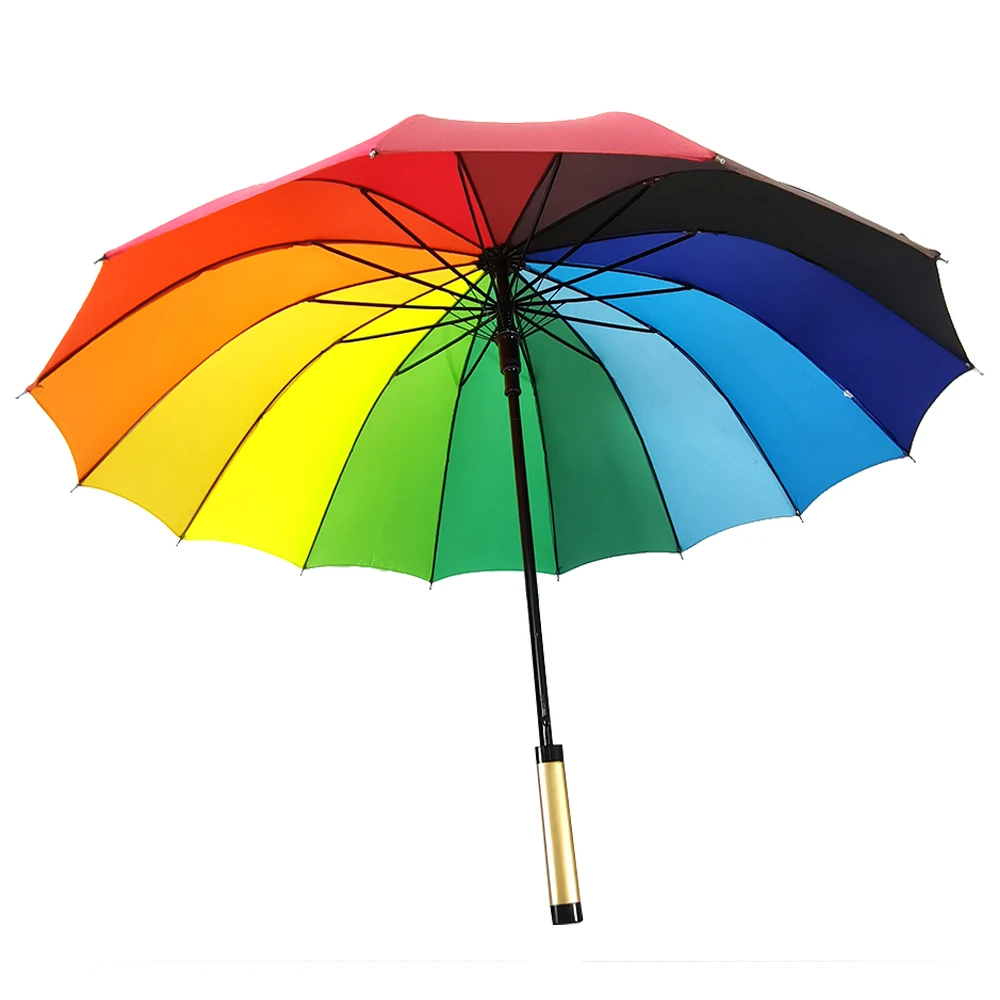 OVIDA 14 ribs large multi color rainbow golf umbrella windproof promotion logo golf umbrella custom colorful