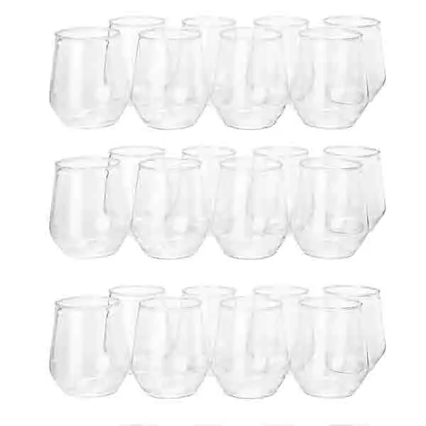 12oz Unbreakable Stemless Plastic Wine Champagne Glasses Elegant Durable Shatterproof Indoor Outdoor for Home, Office