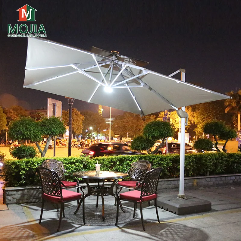 Large Parasol Cheap Beach umbrella With Led Light / Patio Sunshade Umbrella Garden Cantilever Umbrella For Outdoor