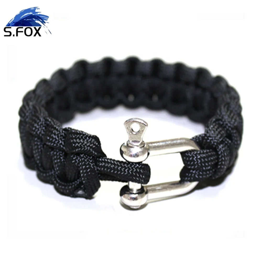 Wholesale Promotional Weaved Camo Polyester Rope U Shackle Paracord Survival Bracelet