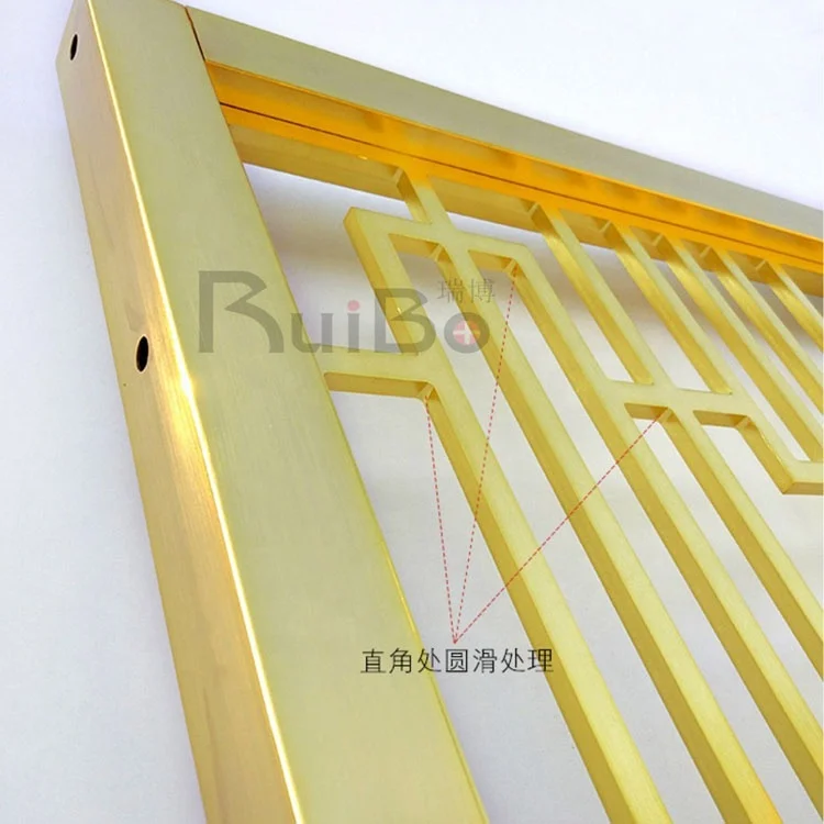 Luxury chinese style hotel decorative gold metal room divider screen home living room partition