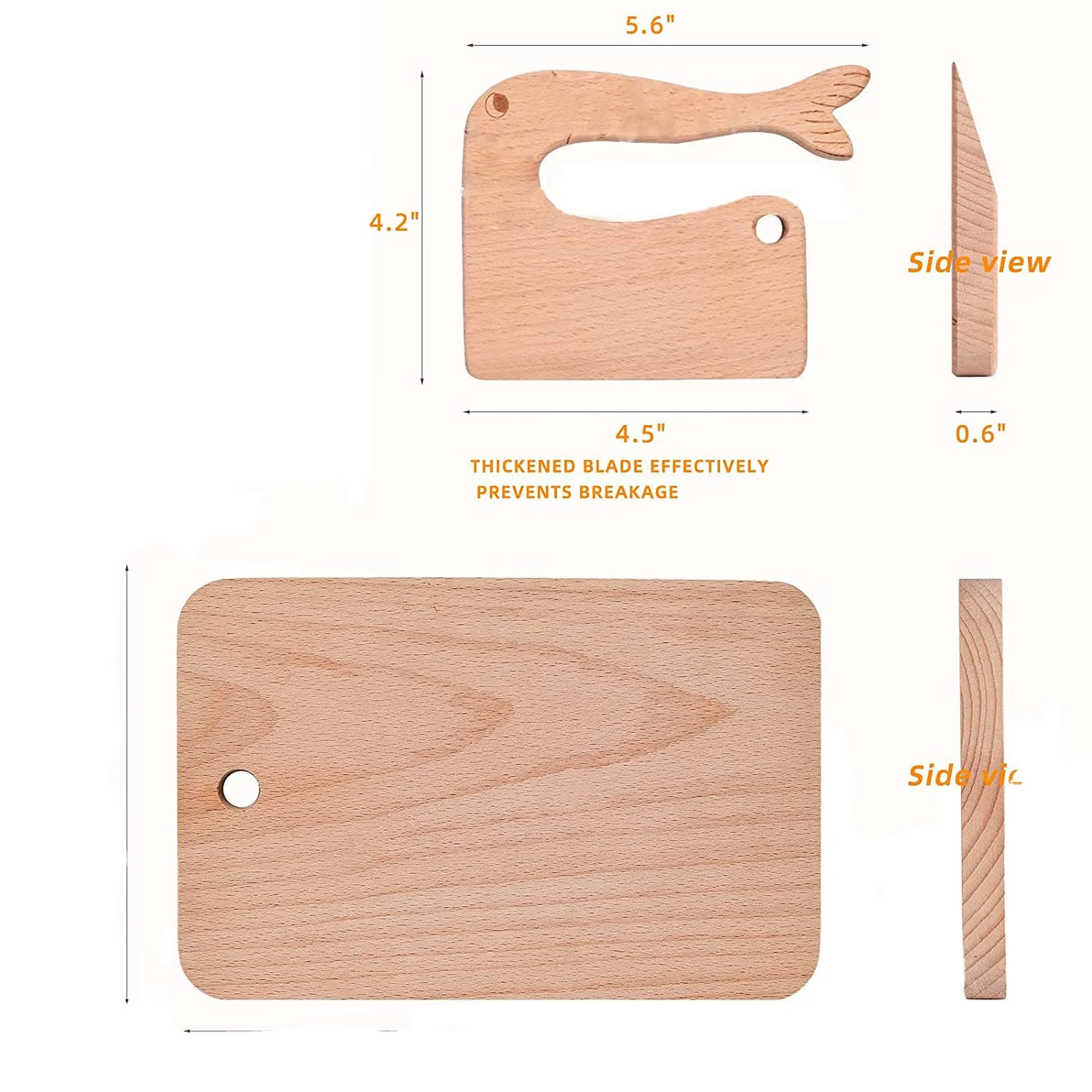 wooden Montessori Toy wooden kids knife and board Wooden Toddler Knife for Real Cooking