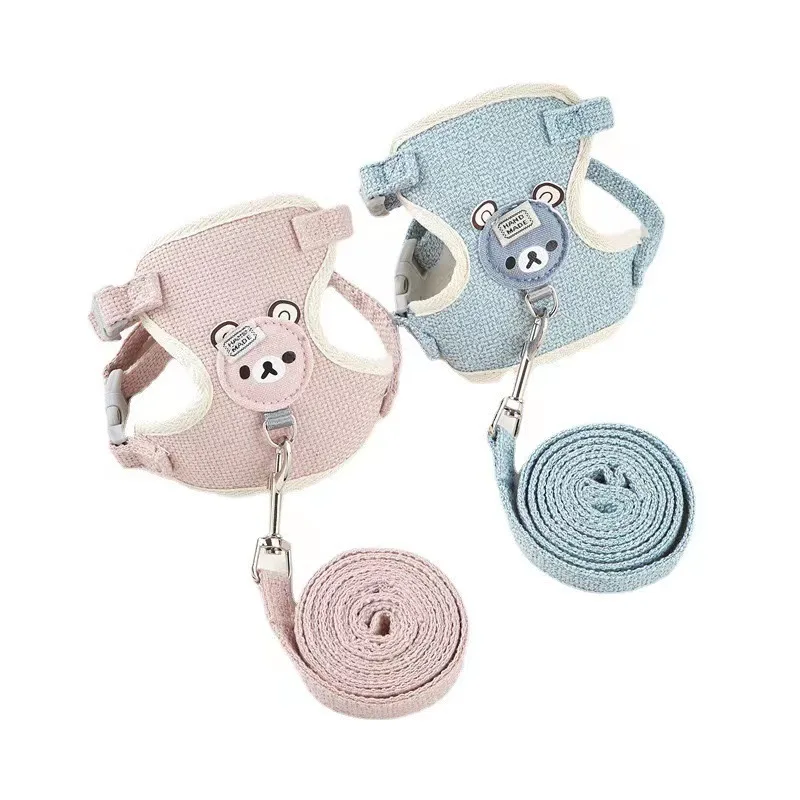 Dog leash vest style teddy bear small dog chest strap, cat walking rabbit leash pet Supplies