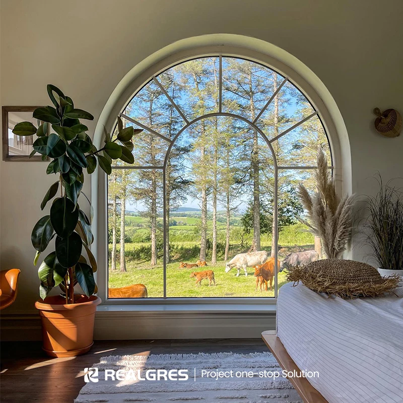 Alucasa Arched Top Round Aluminum Windows Picture Grids Arch Window Design Renovation Circle Top Windows