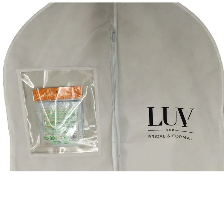 wholesale new design wedding dress cover bag with PVC pocket