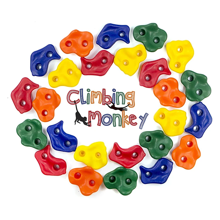 Kids Playground Amusement Park Children Outdoor Adventure Rock Climbing Stones Climbing Wall Swing Holds Rock Climbing Stones