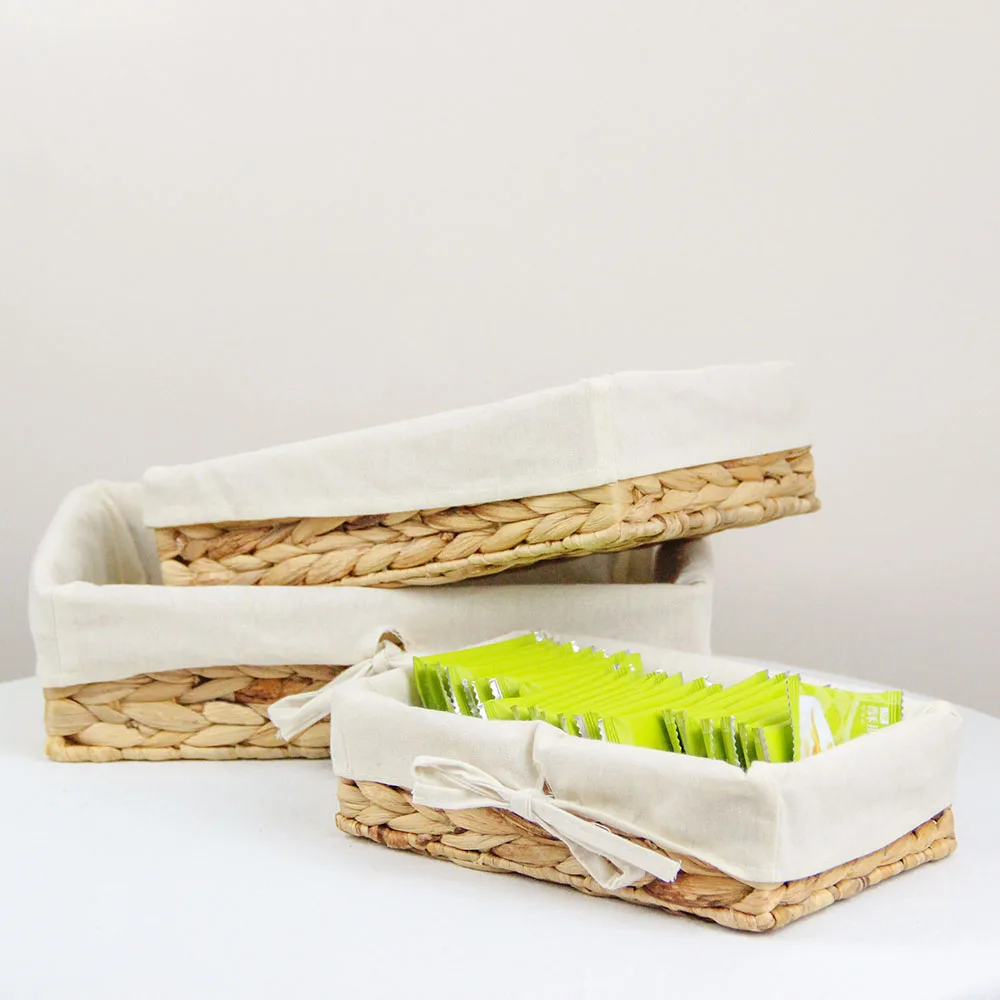 Rattan Seagrass Water Hyacinth Storage Basket Foldable Storage Wicker Basket Organizer Storage Box Utility Cabinet Basket