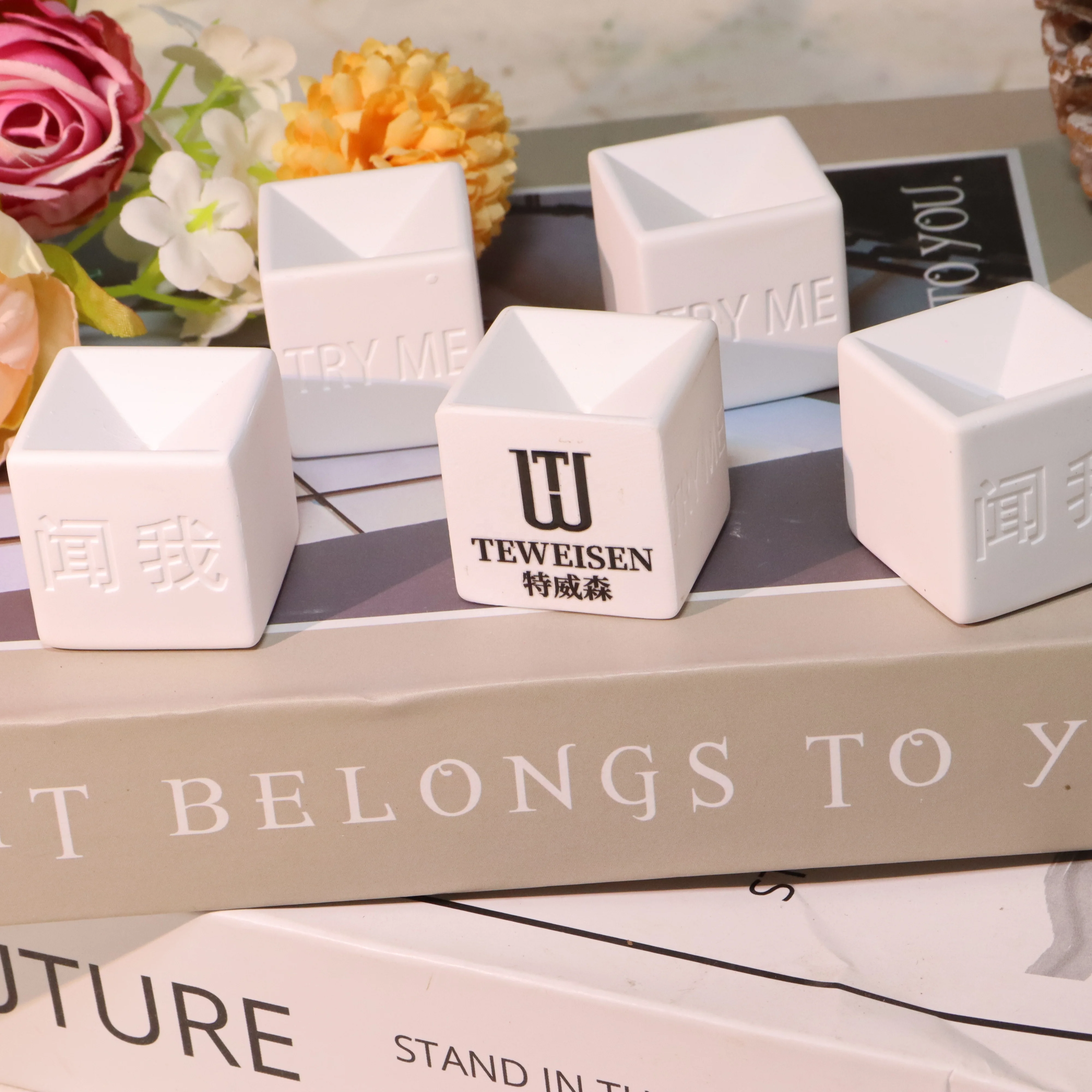 2024 Customized Logo Gypsum Block Square Perfume Test Stone Set Environmentally Friendly Air Freshener