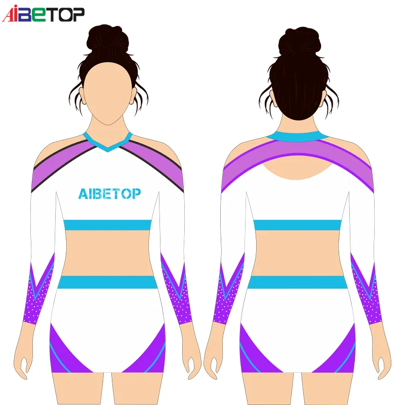 Custom Kid Rhinestone Cheer Purple Cheerleading Outfits Practice Wears