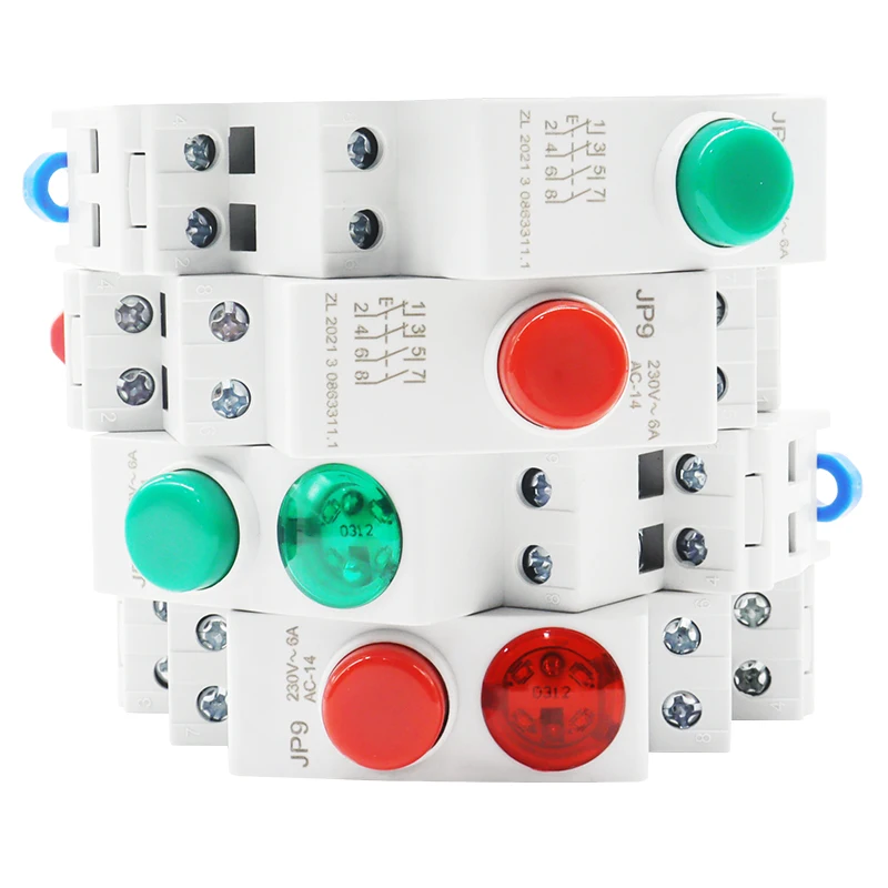 Din Rail Mount 24V 220V 230V Indicator Red Green LED Lamp JP9 Indicating LED Signal Light Indication Pilot Light