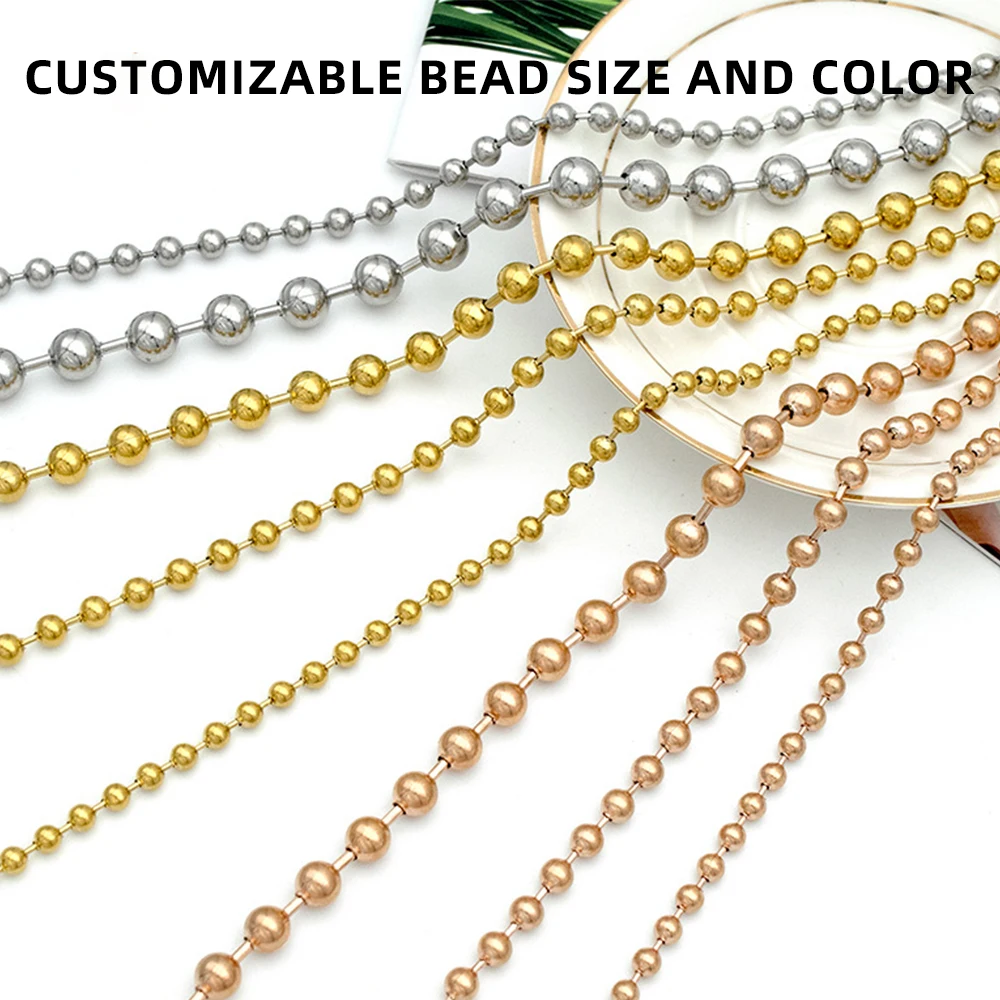 Customizable stainless steel ball chain necklace 10 mm 2.4mm ball  chain stainless steel ball chain two color