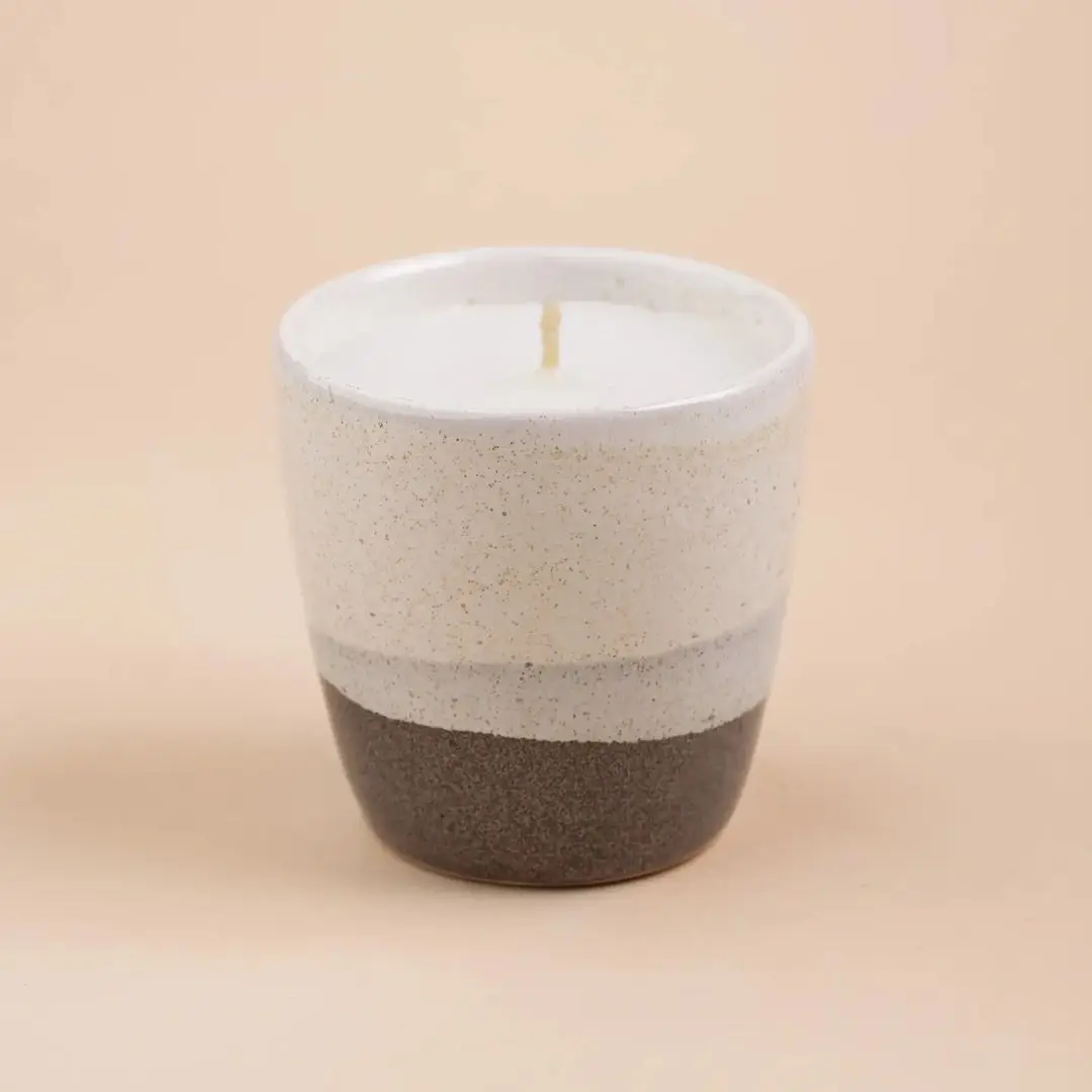 Portable Leather Handle Rope Customized Luxury Home Decor Ceramic Candle Jar With Lid