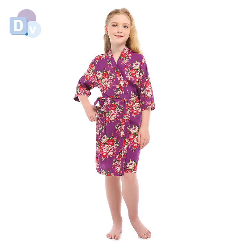 
Top Sale Rayon Cotton Spa Robes for Girls Wholesale Kids Spa Robes Floral Robes 