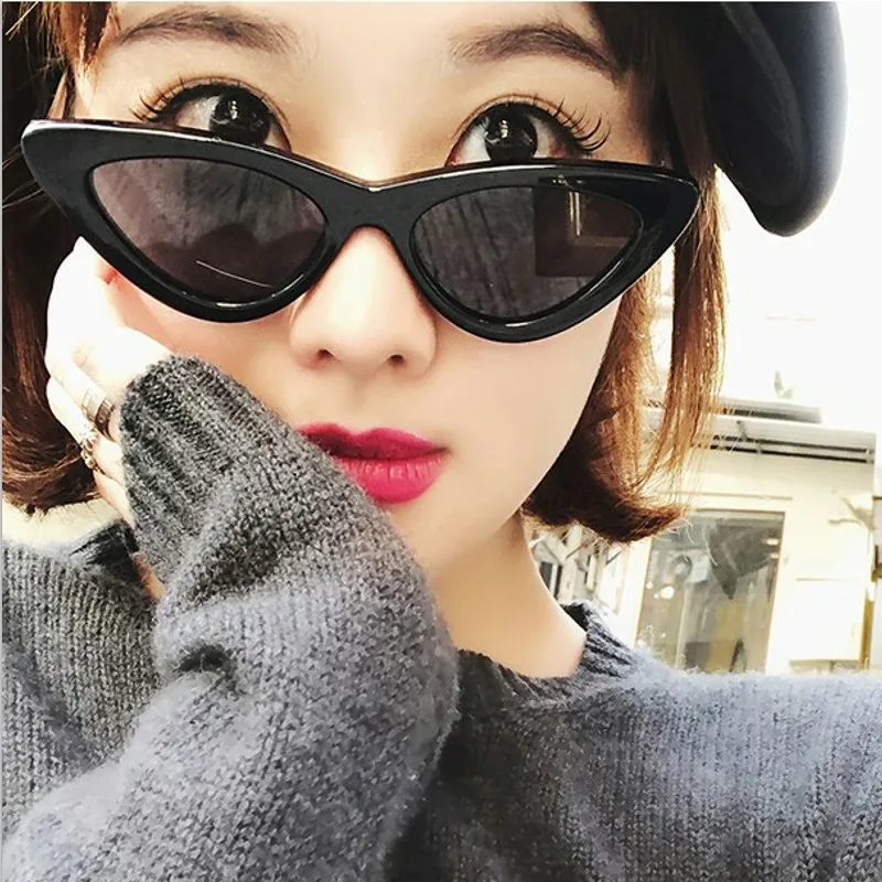 Fashion Triangle Shaped Cat Eye Sun Glasses Transparent Ocean Lens Colorful Cateye Sunglasses 2022