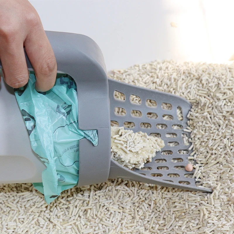 Оптовая продажа с завода, Высококачественная пластиковая лопатка для кошачьего туалета, лопатка для кошачьего туалета с сумкой для уборки вместе
