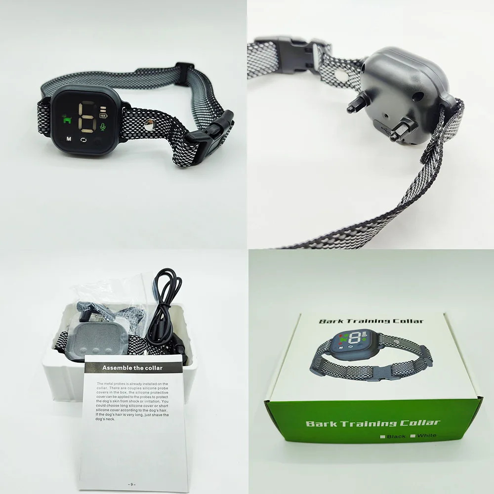Colorful Touchscreen Bark Control Dog Training Collar with Sound Sensor Anti-Shock Vibration Features