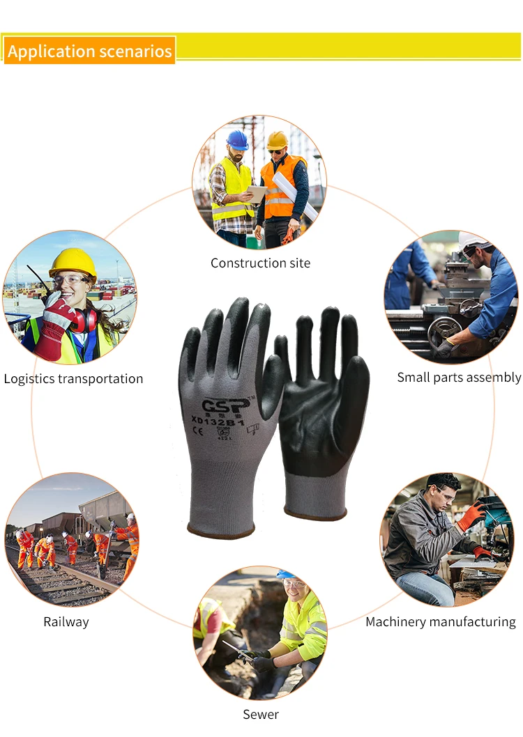 Industry housework CE EN388 safety gloves construction work hand glove safety