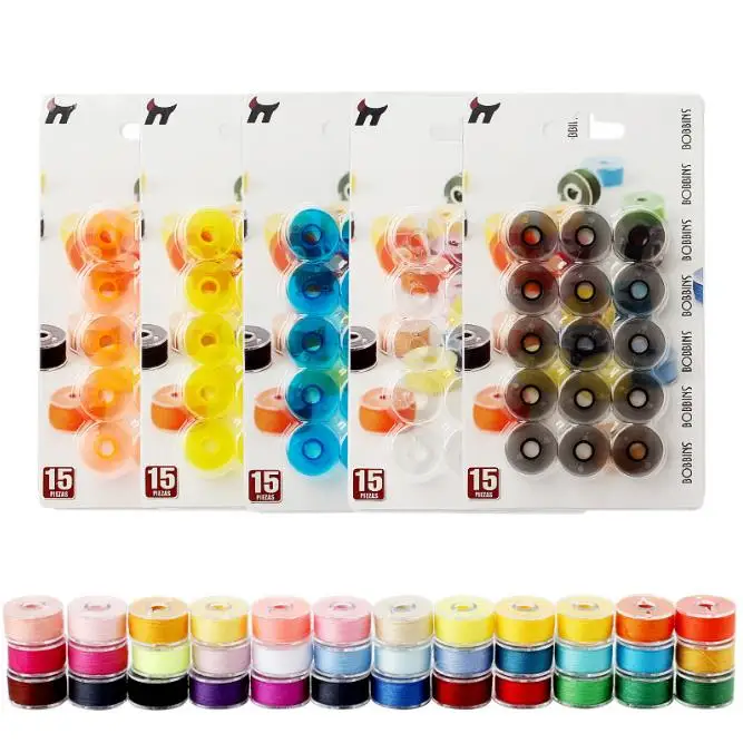 High Quality 15PCS/Set Home Multi-Purpose Sewing Threads  Machine Plastic Spools Transparent Plastic Bobbin