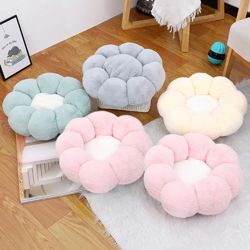 Cat Bed Mats Soft Plush Flower Shaped Kitten Cat Puppy Dog Bed Mat Pet Sleeping Blanket Pad Washable Cozy Sofa Pet Supplies