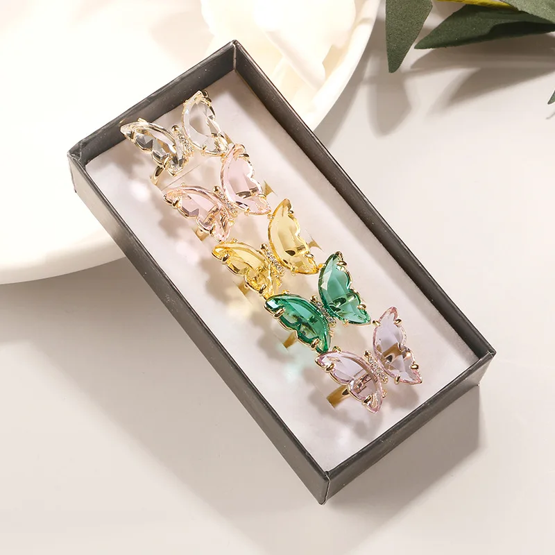 Go Party hot 5 видов цветов 2021 Горячая медная акриловая булавка для пальцев кольцо бабочка ожерелье ювелирные изделия