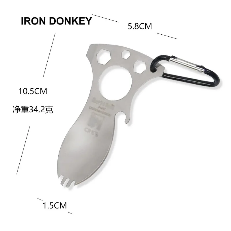 IRONDONKEYRTS  7 In 1 Eat Tool Spoon Fork Bottle Opener Screwdriver/pry Tip Wrenches  Multi functional Fork Spoon