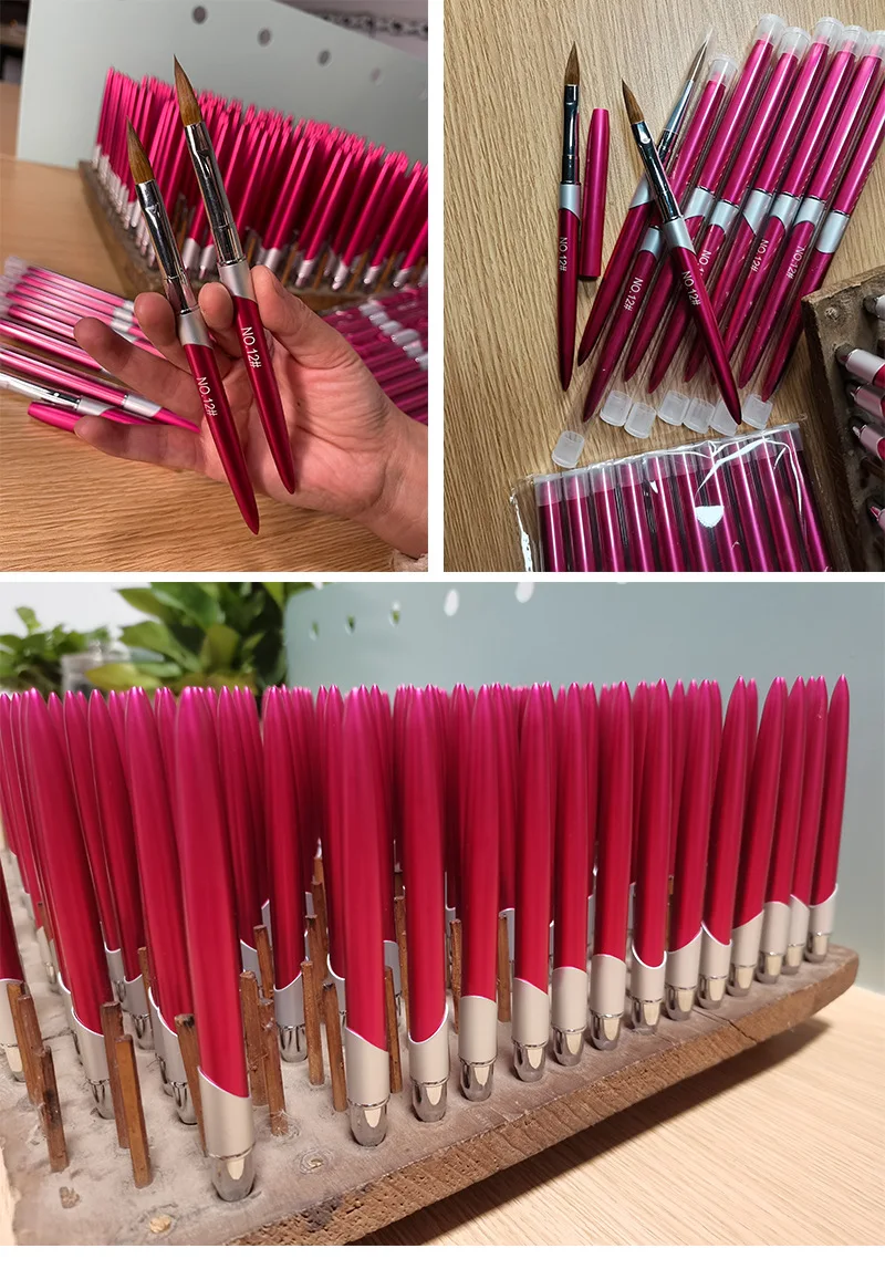 Natural 100% Kolinsky Germany Acrylic size #2-14# Animal Sable Nail  Extension Brushes