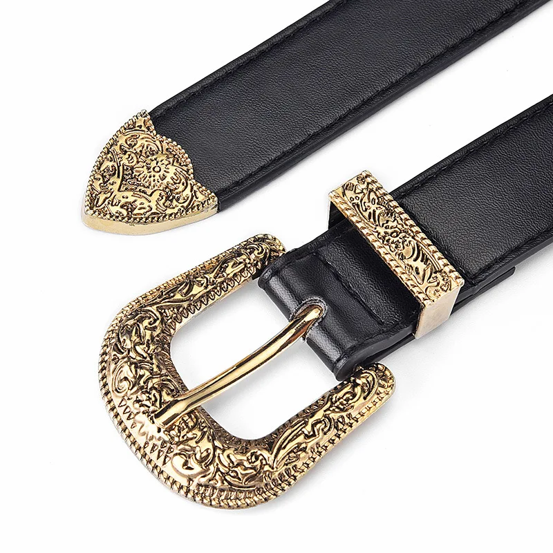 RW European American Hot Sell Women Gold Silver Pin Buckle Belts Lady Retro PU Leather Waist Belt Female Jeans Casual Dress Belt