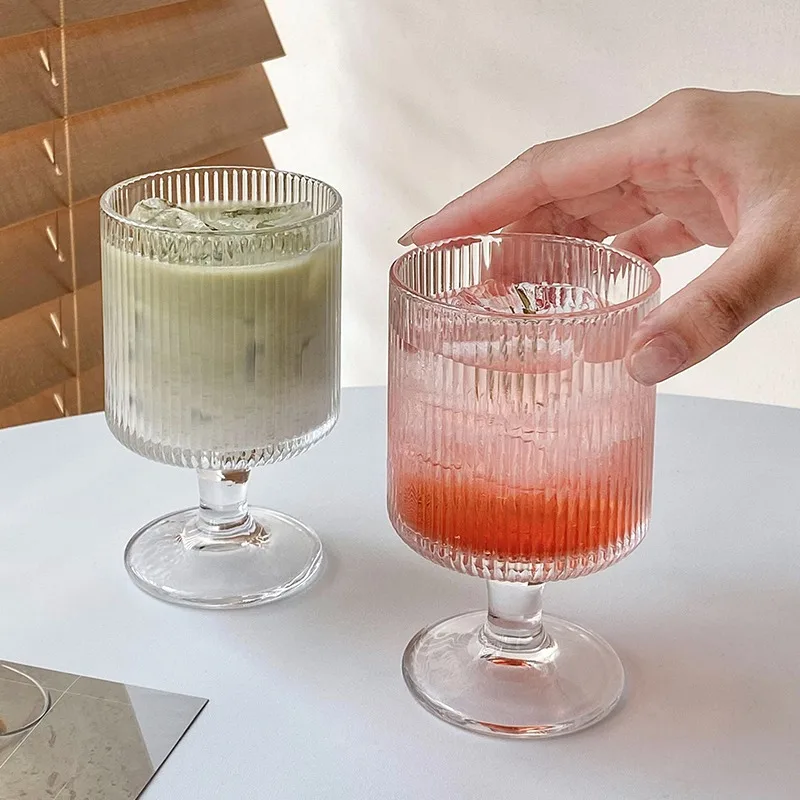 Low MOQ Ribbed Cocktail Glasses Bar Party Glassware Wine Beer Glass Bottle Shot Glass Icecream Glass Cups