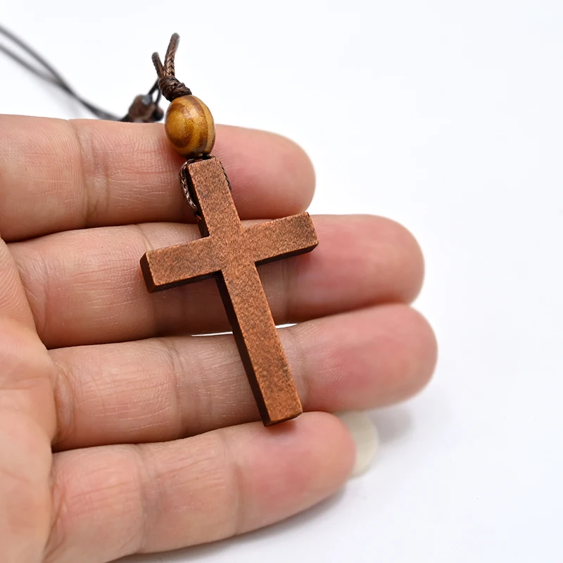 MX002 Cross necklace Jesus Christ pendant choker natural wood necklace wholesale amulet Short Long Chain Jewelry For Women