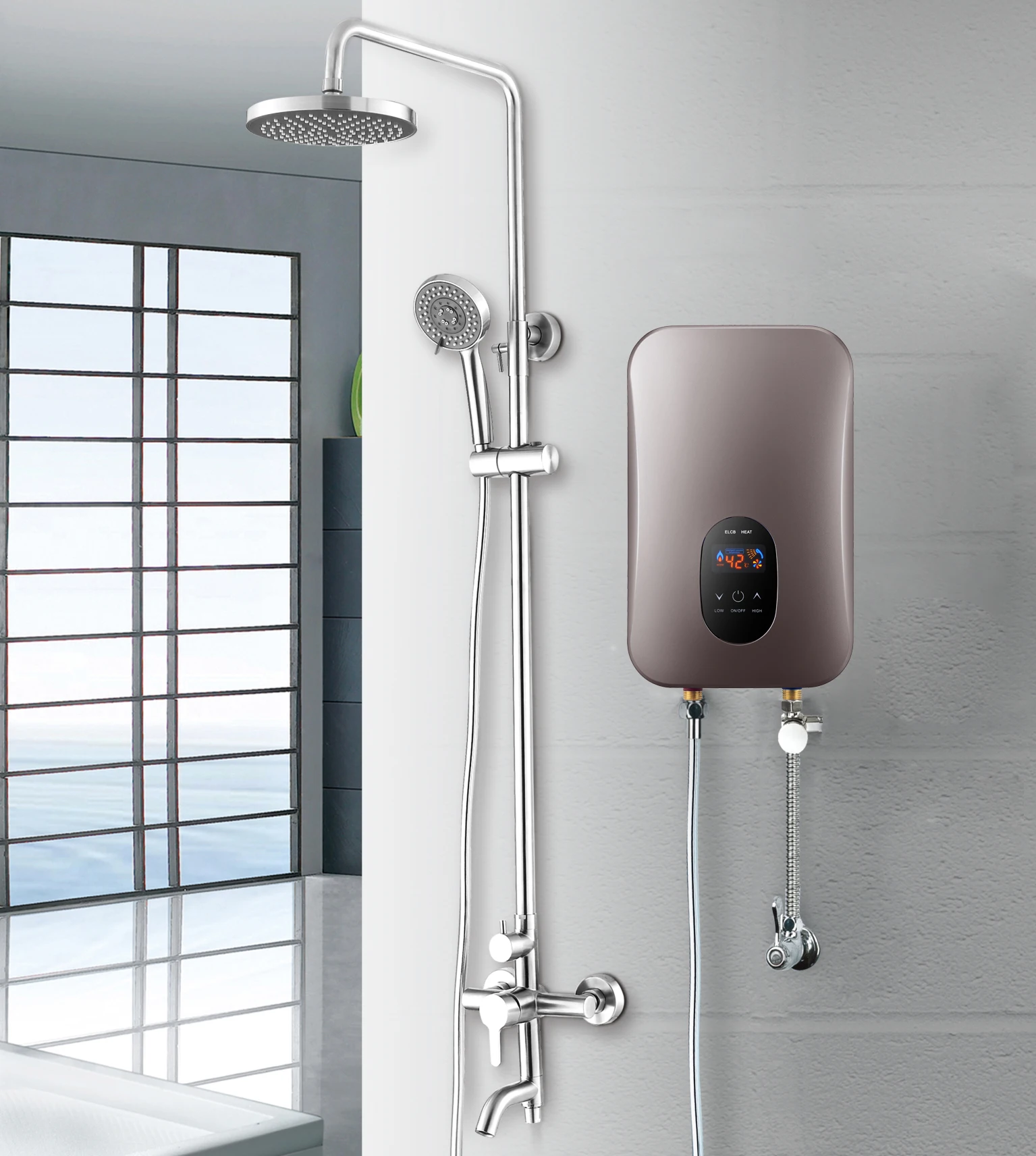 Smart 3500W 120V Wall-Mounted Energy Saving Tankless Electric Instant Water Heater Household Use Plastic Housing