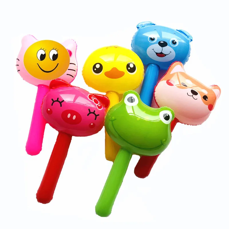 Hot selling Amazon inflatable frog bear pig duck kitty dog stick animal stick toys for kids