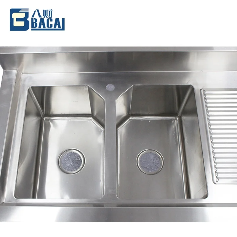 Double Bowl Thickening With platform Stainless Steel Kitchen Sink  for restaurant Commercial customization