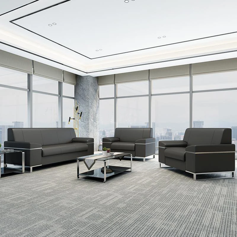 Modern Nordic Style Office Combination Sofa Set with High Rebound Sponge and Imported Nappa Leather Upholstery