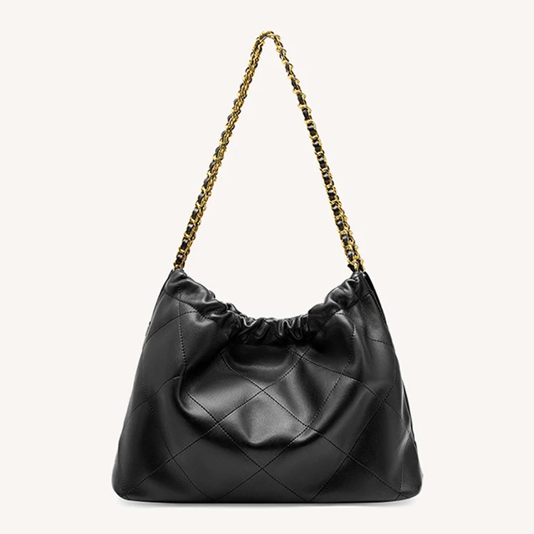 bag manufacturer Custom wholesale 2024 new ladies chain soft Genuine Leather vintage large capacity Shoulder Tote bags for women