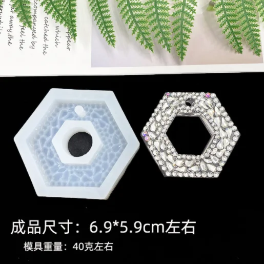 New diamond hanging silicone mold crystal drop glue flash diamond shaped jewelry pendant key chain silicone mold sun catcher