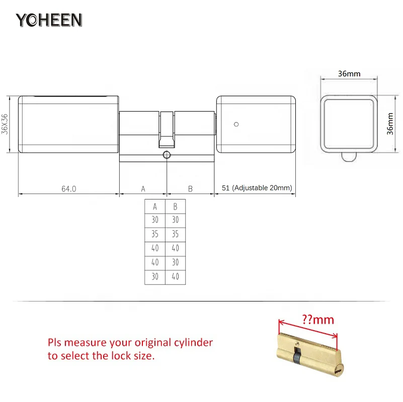 YOHEEN Security Euro Standard TTlock Alexa Google Home WiFi Electronic Password Key Card Smart Cylinder Door Lock