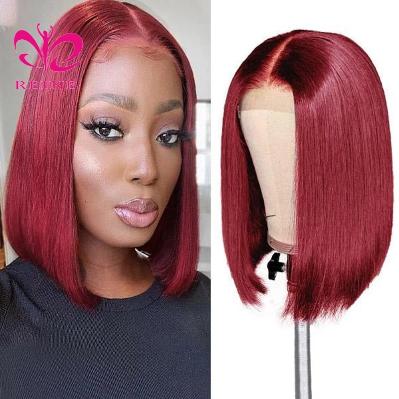 Ombre Bob Lace Frontal Wig  Brazilian Virgin  Vietnamese Hair wig Glueless Short Silky Straight Wig with Pre-plucked Hairline