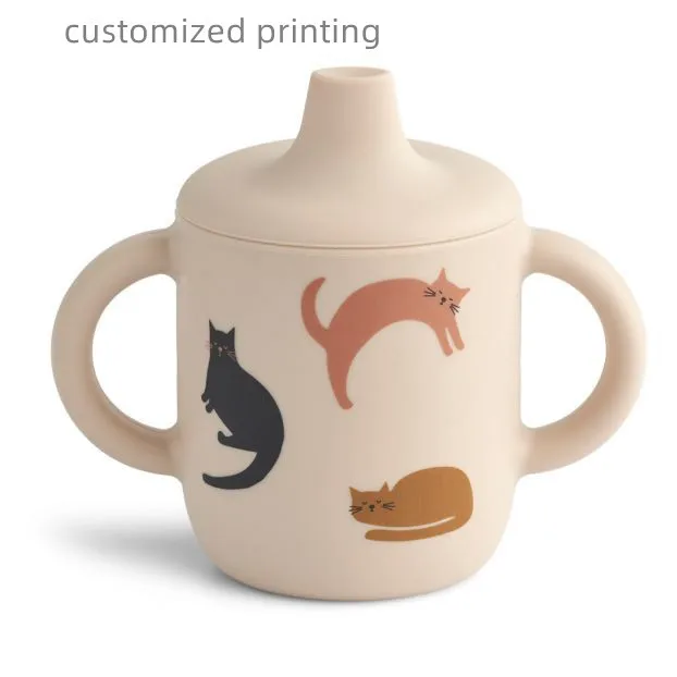 5OZ Silicone Training Sippy Cups, Reusable Spill Proof Transition Spout Cups with Handles for 6 Months+ Infant Babies