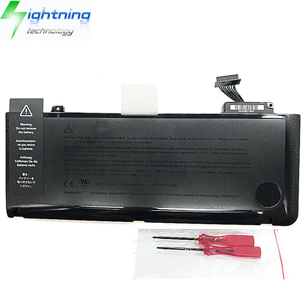 Original Genuine A1322 10.95V 63.5WH Laptop Battery For Macbook Notebook Battery For Apple Pro 13 A1278 Mid 2009 2010 2011 2012