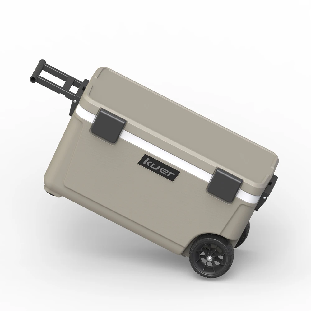 Kuer 70QT outdoor camping blow mold custom plastic ice chest cooler box with wheels