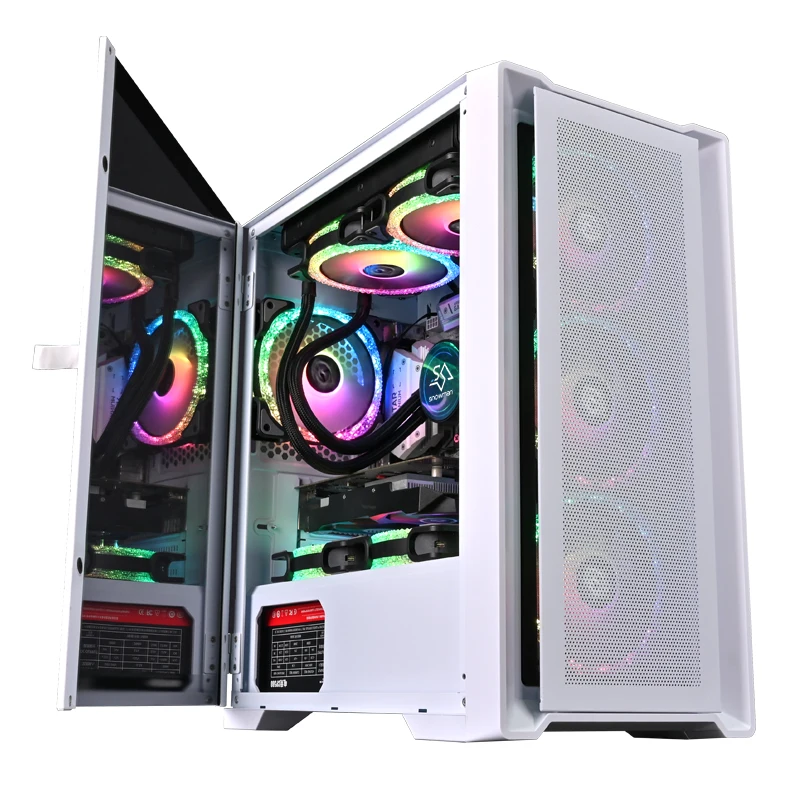 SNOWMAN CS032 Mainstream Gaming PC Mid Tower Case MATX Mini ITX Customized Tempered Glass Computer Case Desktop Case Tower White