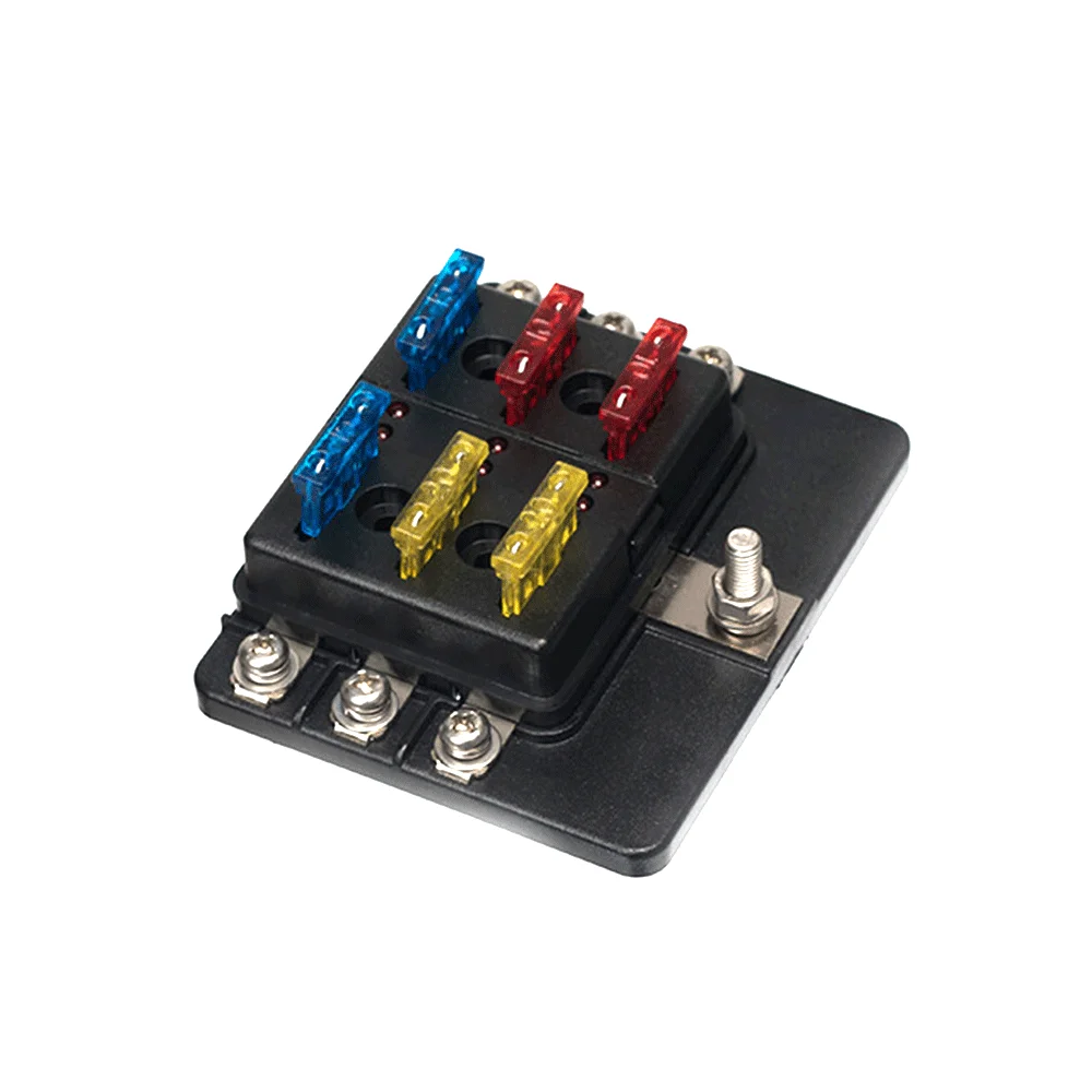 universal dc car marine led illuminated 12v blade fuse block box 6 way