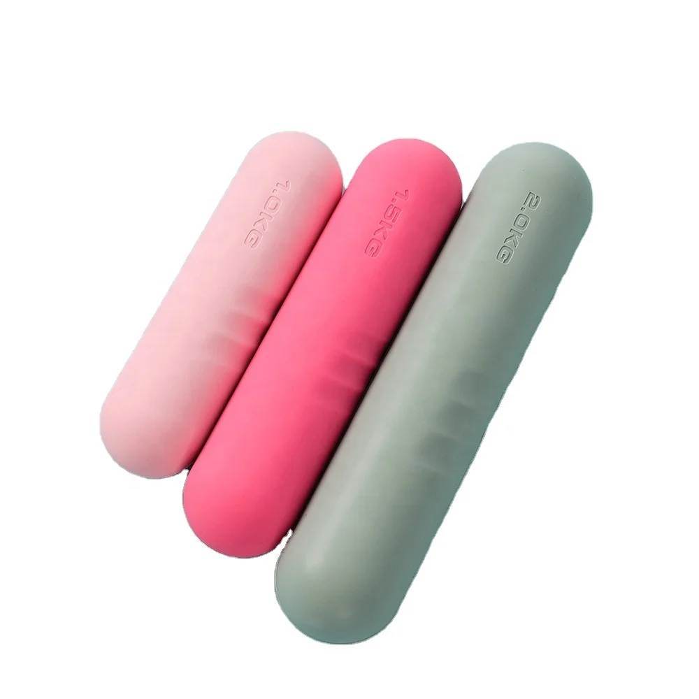 Customized Home Gym Strength Training Fitness Accessories Silicone Hand Weight Bar Yoga Pilates Dumbbell